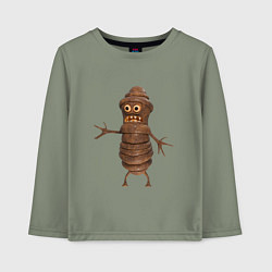 Лонгслив хлопковый детский Сartoon worm character brown, цвет: авокадо