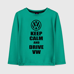 Лонгслив хлопковый детский Keep Calm & Drive VW, цвет: зеленый