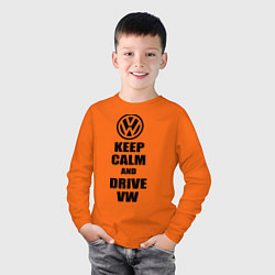 Лонгслив хлопковый детский Keep Calm & Drive VW, цвет: оранжевый — фото 2