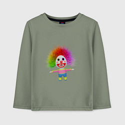 Лонгслив хлопковый детский Клоун мультфильм разноцветный, цвет: авокадо