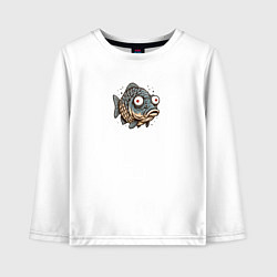 Лонгслив хлопковый детский Забавная рыба с выпученными глазами, цвет: белый