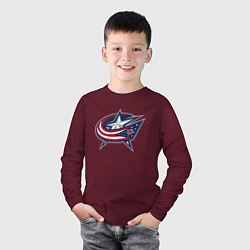 Лонгслив хлопковый детский Columbus blue jackets - hockey team - emblem, цвет: меланж-бордовый — фото 2
