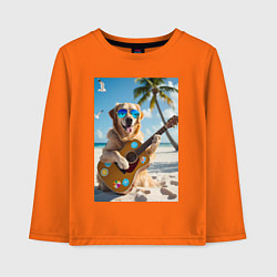 Лонгслив хлопковый детский Собака играет на гитаре, цвет: оранжевый