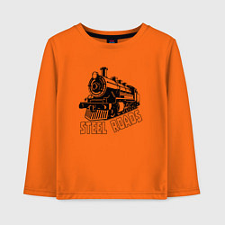 Лонгслив хлопковый детский Паровоз в перспективе, цвет: оранжевый
