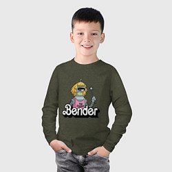 Лонгслив хлопковый детский Gender Bender, цвет: меланж-хаки — фото 2