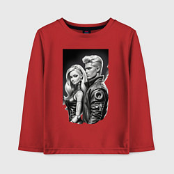 Лонгслив хлопковый детский Барби и Кен - киберпанк эскиз, цвет: красный