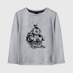 Лонгслив хлопковый детский Векторный паровоз, цвет: меланж