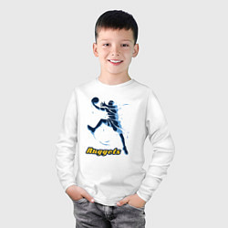 Лонгслив хлопковый детский Nuggets baller, цвет: белый — фото 2