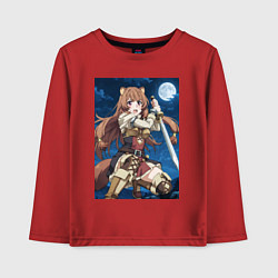 Лонгслив хлопковый детский Рафталия сражается в ночи, цвет: красный
