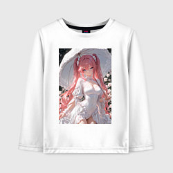 Лонгслив хлопковый детский Принцесса сидит под зонтиком, цвет: белый