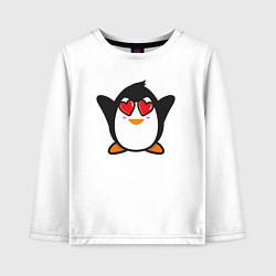 Лонгслив хлопковый детский Влюблённый пингвинчик, цвет: белый