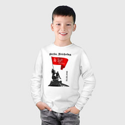 Лонгслив хлопковый детский Знамя победы на рейхстаге, цвет: белый — фото 2