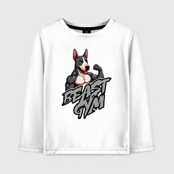 Лонгслив хлопковый детский Beast gym dog, цвет: белый