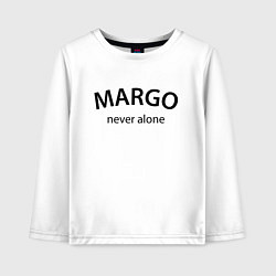 Лонгслив хлопковый детский Margo never alone - motto, цвет: белый