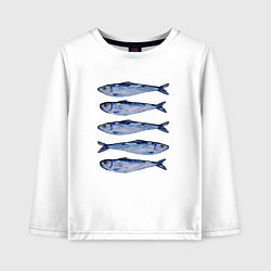 Лонгслив хлопковый детский Рыбки акварелью, цвет: белый