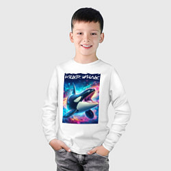 Лонгслив хлопковый детский Space killer whale - ai art fantasy, цвет: белый — фото 2