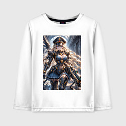 Лонгслив хлопковый детский Девушка в стиле игры Red Alert, цвет: белый