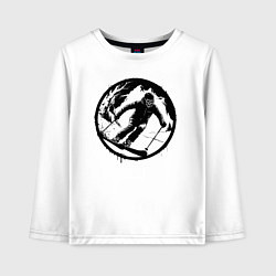 Лонгслив хлопковый детский Зомби на горных лыжах, цвет: белый