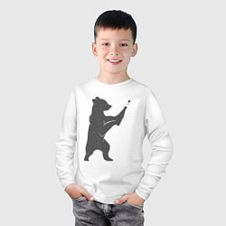 Лонгслив хлопковый детский Мишка с шампанским, цвет: белый — фото 2