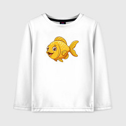 Лонгслив хлопковый детский Милая желтая рыбка, цвет: белый