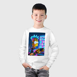 Лонгслив хлопковый детский Bart Simpson is a gamer - ai art, цвет: белый — фото 2