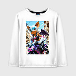 Лонгслив хлопковый детский Руж из Somic едет на мотоцикле, цвет: белый