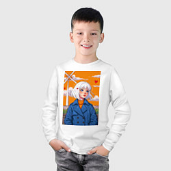 Лонгслив хлопковый детский В потоке чувств, цвет: белый — фото 2