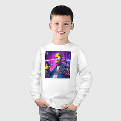 Лонгслив хлопковый детский Кибер Гомер Симпсон, цвет: белый — фото 2
