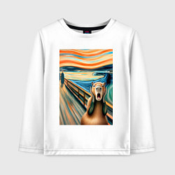 Лонгслив хлопковый детский Капибара кричит - мем нейросеть, цвет: белый