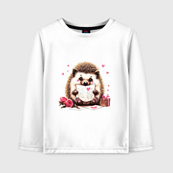 Лонгслив хлопковый детский Ёжик с любовным письмом, цвет: белый