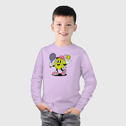 Лонгслив хлопковый детский Счастливый теннисист, цвет: лаванда — фото 2