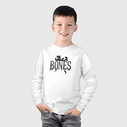 Лонгслив хлопковый детский Bones лого из дыма, цвет: белый — фото 2