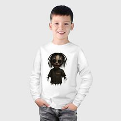 Лонгслив хлопковый детский Bones хоррор кукла, цвет: белый — фото 2