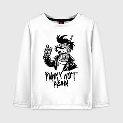 Лонгслив хлопковый детский Bender - punks not dead motto, цвет: белый