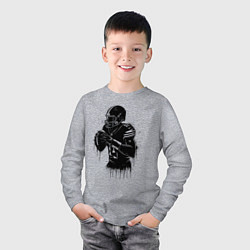 Лонгслив хлопковый детский Американский футболист черной краской, цвет: меланж — фото 2