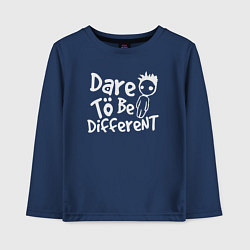 Лонгслив хлопковый детский Осмелься быть другим, цвет: тёмно-синий