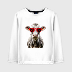 Детский лонгслив Корова в очках