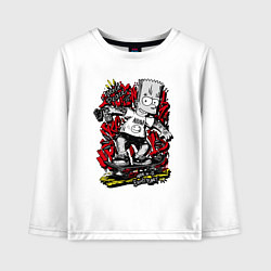 Лонгслив хлопковый детский Барт с татуировками, цвет: белый