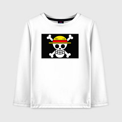 Лонгслив хлопковый детский Флаг ван-пис, цвет: белый