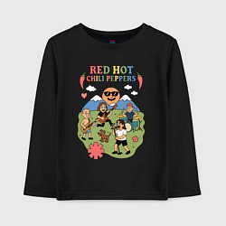 Лонгслив хлопковый детский Red Hot Chili Peppers мультяшный стиль, цвет: черный