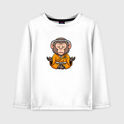 Лонгслив хлопковый детский Миниатюрная обезьяна монах, цвет: белый