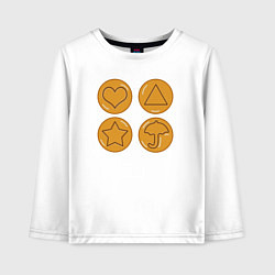 Лонгслив хлопковый детский Печеньки из игры в кальмара, цвет: белый