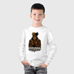 Лонгслив хлопковый детский XXXTentacion скрещенные руки, цвет: белый — фото 2