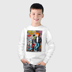 Лонгслив хлопковый детский Бендер и Фрай - панк жив, цвет: белый — фото 2