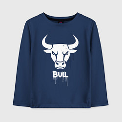 Лонгслив хлопковый детский Строгий бык, цвет: тёмно-синий
