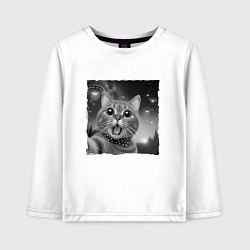 Лонгслив хлопковый детский Кот селфи, цвет: белый