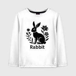 Лонгслив хлопковый детский Кролик среди цветов, цвет: белый