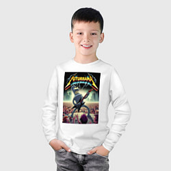 Лонгслив хлопковый детский Концерт группы Футурама - гитарист Бендер, цвет: белый — фото 2