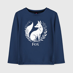 Лонгслив хлопковый детский Лисий герб с венком, цвет: тёмно-синий