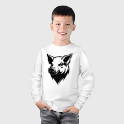 Лонгслив хлопковый детский Свиная голова, цвет: белый — фото 2